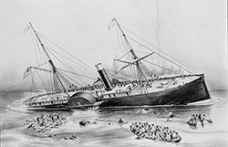 Ztroskotn parnku Arctic, 1854